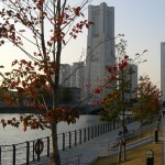 Landmark tower viewed from Shinkou-bashi